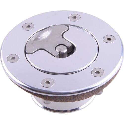 Universal Silver Fuel Filler Neck Cap Pop Up Gas Tank Cover Kit Aluminum Alloy for Car Flush Mount Replacement