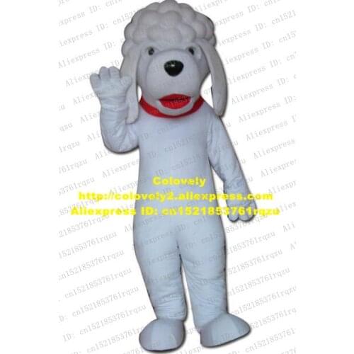 Delighted Poodle Pudel MalteseDog Poodle Pudel Pug Dog Mascot Costume Adult Little Pimple Covered Whole Head Red Collar ZZ3257