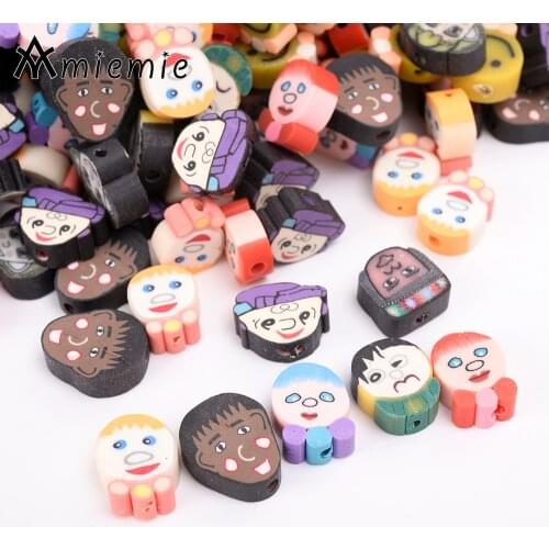 30/50/100Pcs Character Clay Beads Funny Cartoon Kids Face Polymer Clay Beads For Jewelry Making Bracelet Earring Necklace Gifts