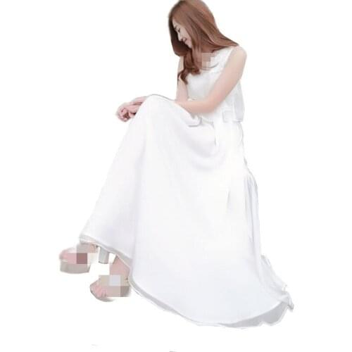 ZB2289 Summer 2019 new beach resort Bohemia pure color chiffon womens tank top dress immortals cheap wholesale