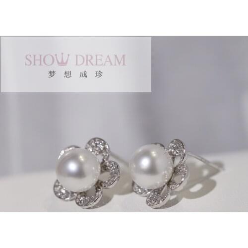 SHOWDREAM S925 Silver Zircon Natural Seawater Pearl Earring Fashion Wedding Jewelry For Women