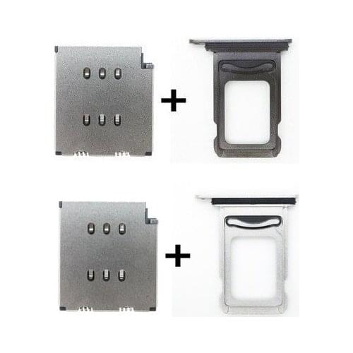 1Set=2pcs, Dual Sim Card Reader connector + Sim Card Tray Slot Holder For iPhone xs max