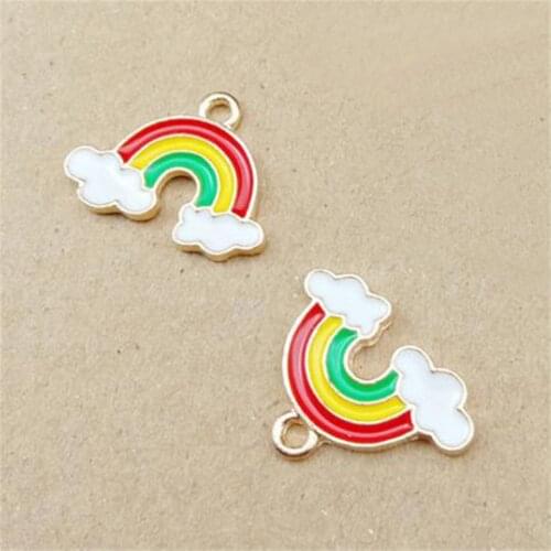 10PCS Enamel Rainbow Charm Pendants For DIY Bracelet Jewelry Finding Making