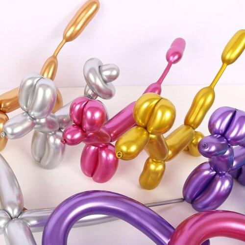 100pcs/lot Long Glossy Metal Pearl Latex Balloons Thick Chrome Metallic Colors Inflatable Latex Balloon Birthday Party Decor