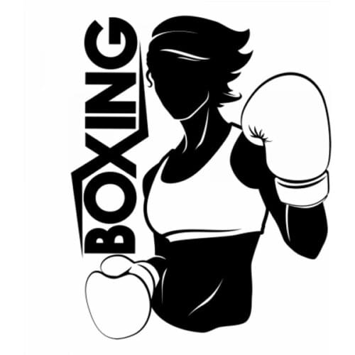 18x14cm Boxing Girl Female boxer Car Sticker Sport Lover Black/silver Window Waterproof Mural Decal CL404
