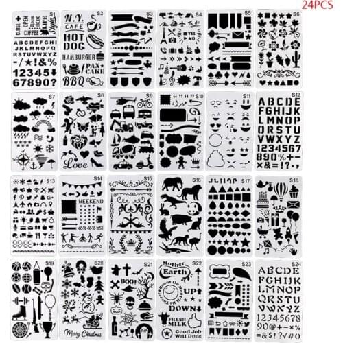 24pcs/set Magazine Border Painting Template Relief Scrapbook DIY Painting Template Journal Border Scrapbook Handicraft Template