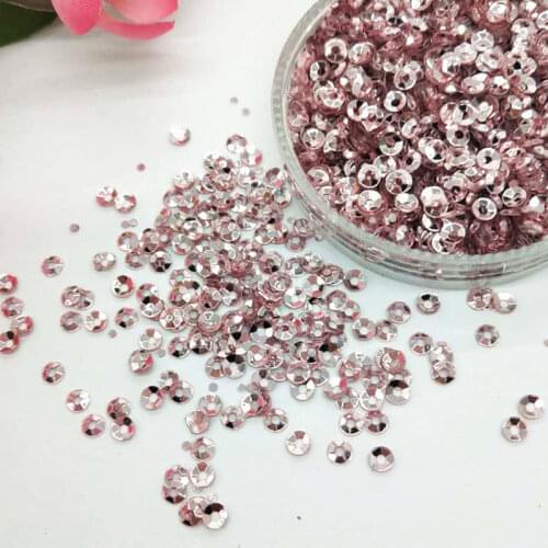 40g(11000pcs) 3mm Pink Champagne Deep Cup Sequins Round Paillette Wedding ,DIY Accessory Nail Art Confetti