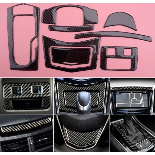 8Pcs Carbon Fiber Interior Cover Trim Decoration Fit for Cadillac ATS 2013 2014 2015-2019