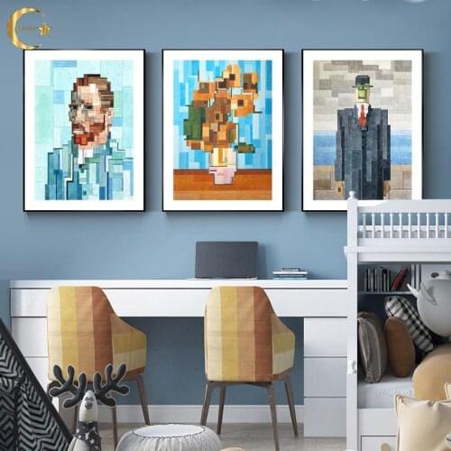 Abstract Figures Canvas Painting Nordic Style Sunflower Self-Portrait Poster Pictures Wall Art Print for Living Room Home Decor