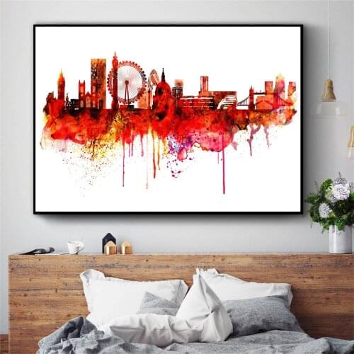 London Splash Silhouette Abstract Canvas Prints Modern Painting Posters Wall Art Pictures For Living Room Decoration No Frame