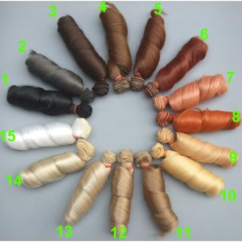 Free Shipping 15 Cm Big Curly Doll Wig Brown Khaki Black High Temperature Soft Doll Wig 1/3 1/4 1/6 BJD Diy Art Doll Hair