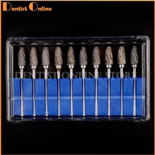 10PCS Dental Lab Polisher Drills Assorted Tungsten Steel Carbide Burs F06 2.35MM