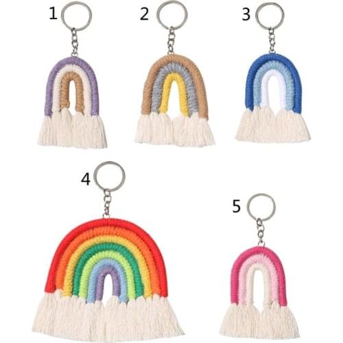 Weaving Rainbow Keychains Handmade key Holder Keyring for Girls Rainbow Wall Hanging for Kids Room Decoration