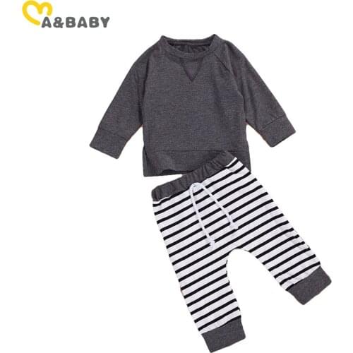 Ma&Baby 0-24M Newborn Infant Baby Boy Clothes Set Casual Autumn Outfits Long Sleeve T shirt Striped Pants