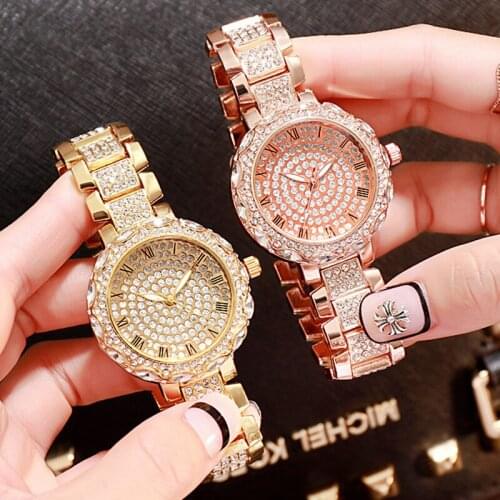 Luxury Dress Women Diamond Watches Rose Gold Stainless Steel Band Quartz Wristwatches Ladies Reloj Mujer Relogio Feminino Clock