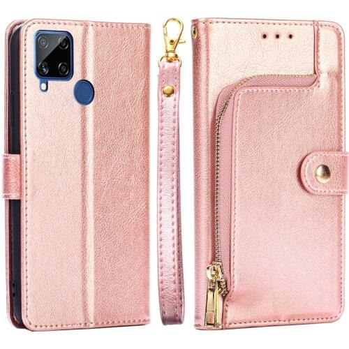 Case for OPPO Realme C15 coque Luxury Leather Silicone Flip cover for OPPO Realme C15 Stand Card Slot Zipper Wallet Case Capa