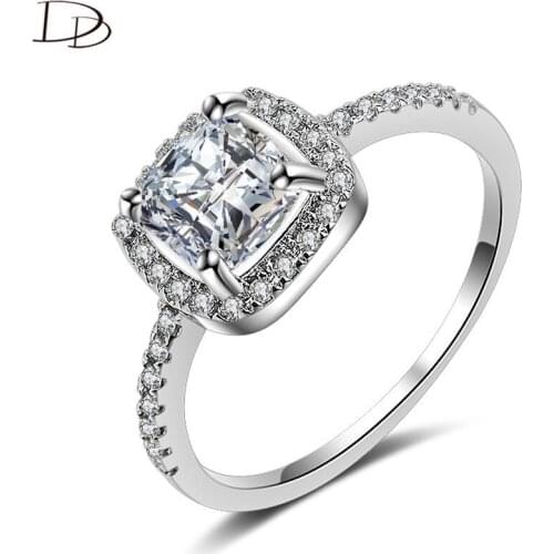 DODO Elegant Fat Square AAA Zircon Rings For Women Wedding Bridal Ring High Quality Fashion Jewelry Engagement Bijoux Dm026