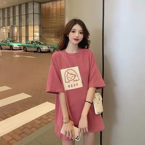 Pure Cotton Short-sleeved T-shirt Womens Summer New Korean Style Loose Hong Kong Style Student Bottoming Top Tide