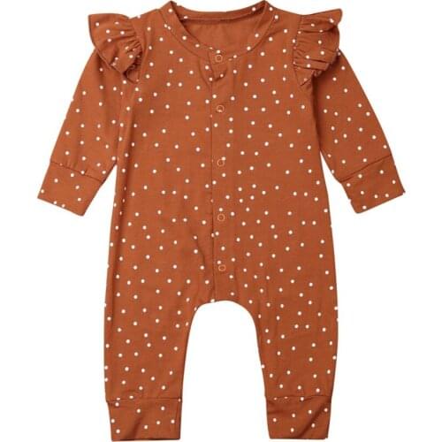 Autumn Newborn Baby Girl Polka Dots Long Sleeve Romper Jumpsuit Playsuit Outfit Clothes