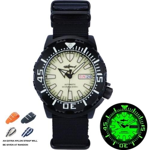 HEIMDALLR Men Diver Watch Mens Automatic Watches Sport Mechanical Diving 200M Waterproof Luminous Sapphire NH36 Monster Black