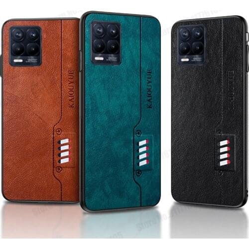 PU Leather Soft Bumper Shockproof Phone Case For OPPO Realme 8 X7 Pro A74 F19 A54 Find X3 Realme GT Slim Protective Back Cover