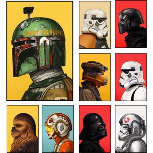 Star Wars Classic Movie Oil Poster Wall Art Boba Fett Darth Vader Canvas Painting Pictures Nordic Living Room Home Decor Cuadros