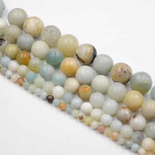 Natural Amazonite Round Stone Beads agates Wholesale Loose Beads for Jewelry Making Accessories DIY Free Shipping 4-12mm 15"