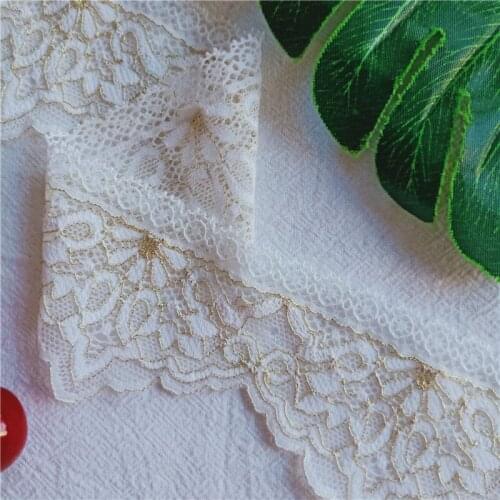 New High Quality 6CM Flower Pattern Gold Elastic Ribbon Lace Decorative Clothing Underwear DIY Craft S1934