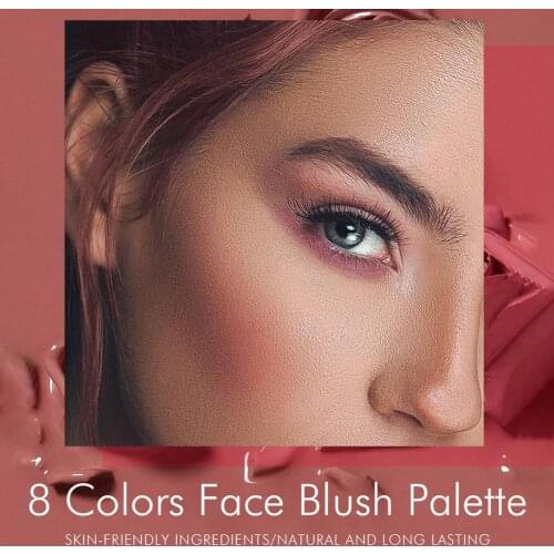 New 8 Colors Blush Makeup Palette Mineral Powder Red Rouge Lasting Natural Cream Cheek Tint Orange Peach Pink Blush Cosmetic