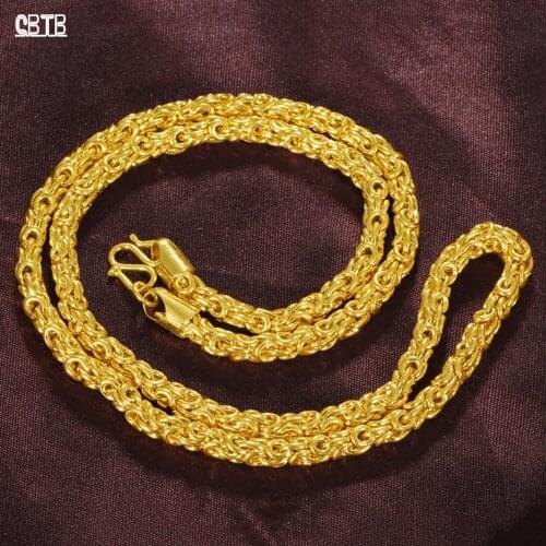 Mens Gold-plated Twisted Pattern Fashionable All-match Necklace Length 60cm24K Real Gold Plating Mens Necklace Does Not Fade