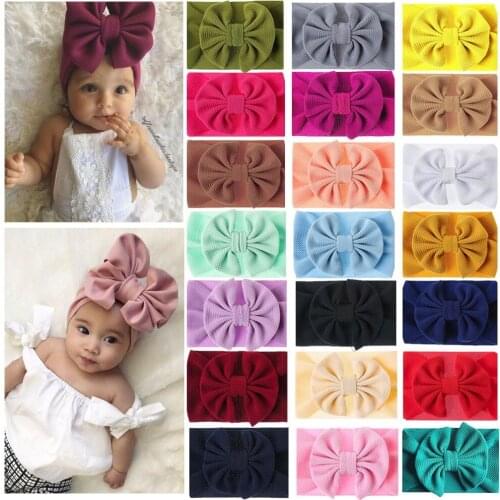 21Colors Baby Headband Summer Cute Solid Color Bows Baby Girl Headband Elastic Bowknot Newborn Hair Band Turban Hair Accessories