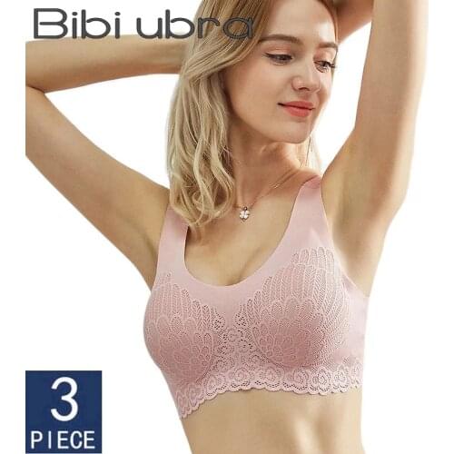 Dropshipping Vip Link 3pcs Latex Seamless Push Up Bra For Women Bh Sexy Lace Brassiere Female Vest Top Bra Gym Yoga Underwear