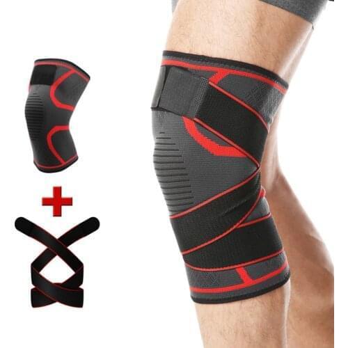 1PCS Sports Kneepad Men Pressurized Elastic Bandage Knee Pads Support Fitness Gear Basketball Volleyball Brace Protector