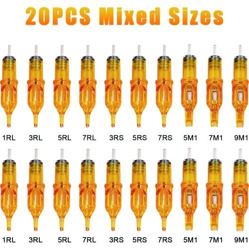 Mixed Style Tattoo Needles RL RS RM M1 Disposable Cartridge Tattoo Needles Liner Shader Makeup Eyebrow Tattoo Pen Machine Supply