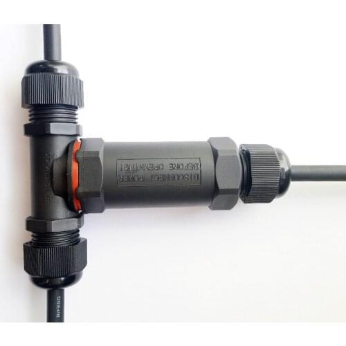 Waterproof outdoor LED Bulb Power Driver T triple cable Connector 2 pin 3 pins European 220V 2 in 1 connector