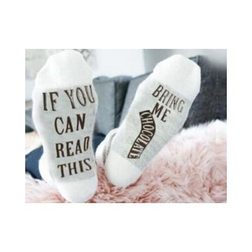 4Pieces=2 Pairs/Set Funny Women Men Socks If You Can Read This Bring Me Coffee Letter Print Harajuku Sock TJ3075