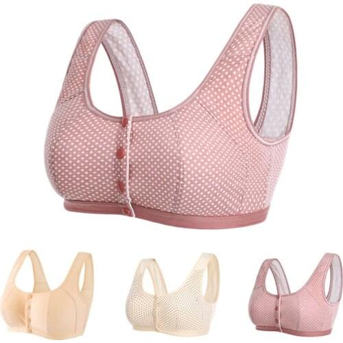 Ladies Front Fastening Bra Cotton Non-Wired Bralette Lingerie Stretch Padded Bra