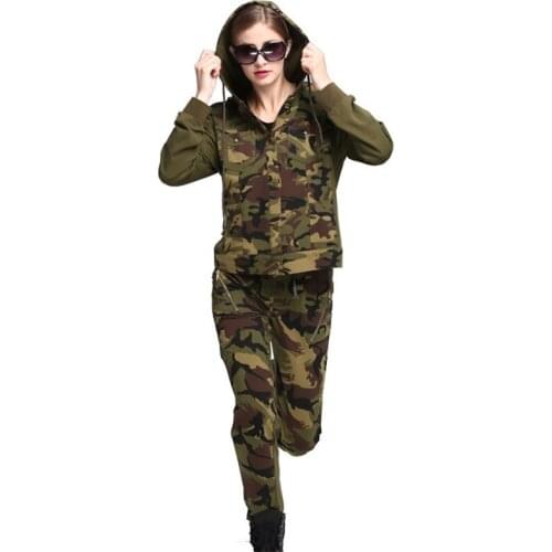 Outdoor Womens Camouflage Three-piece Tactical Suit Military Coats Pants Vests Suits Training Sports Spring Autumn Cotton Suits