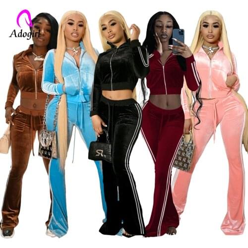 Fitness Women 2 Piece Set Solid Long Sleeve Zipper Fly Crop Coat + Jogging Pants Matching Set Casual Side Striped Slim Tracksuit