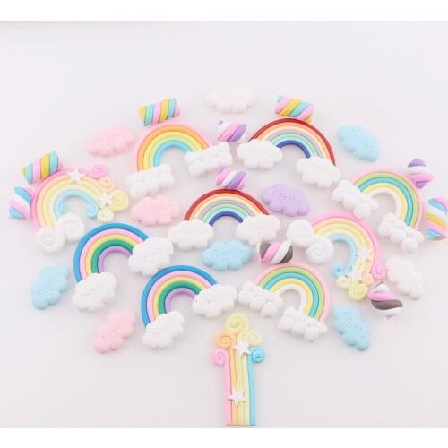 1-20pcs Flatback Resin Cabochons Accessories Ploymer Rainbow Lollipop Clay Embellishments For Scrapbooking/Phone Case decoration