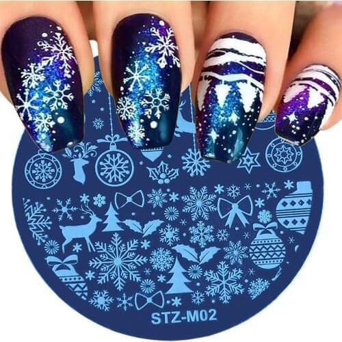 1 Pcs Nail Printing Stamping Templates Christmas tree with snowflakes Stamp Plate UV Gel Polish Transfer DIY Manicure Tool