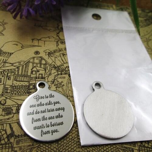 20pcs--"Give to the one who asks you..." stainless steel charm more styles for choosing DIY Charms Bible gold sentence