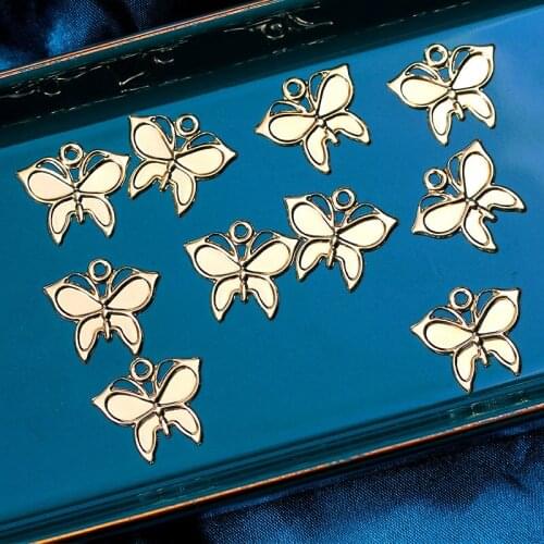 10Pcs Simple Vintage Stainless steel Butterfly Pendant with Hole Golden Insect Animal Thin Charms for Wholesale Craft Jewelry