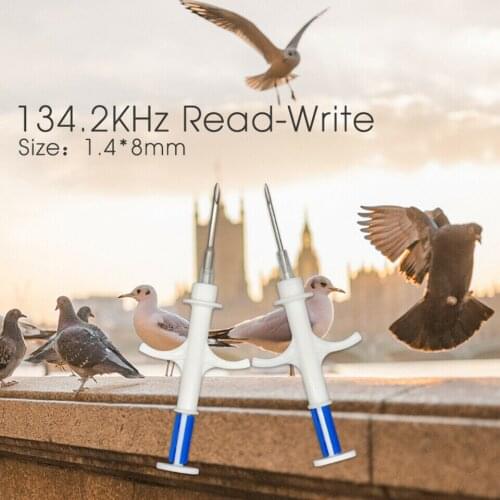 100PCS 1.4x8mm Glass Tag with implanter ISO11784/785 FDX-B cat dog chip pet animal microchip