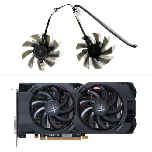 DIY 2pcs Double ball bearing Fans For XFX R9 390/390X 8G RX480 RX470 Video Card Cooling Fans T129215SU 4PIN 85MM