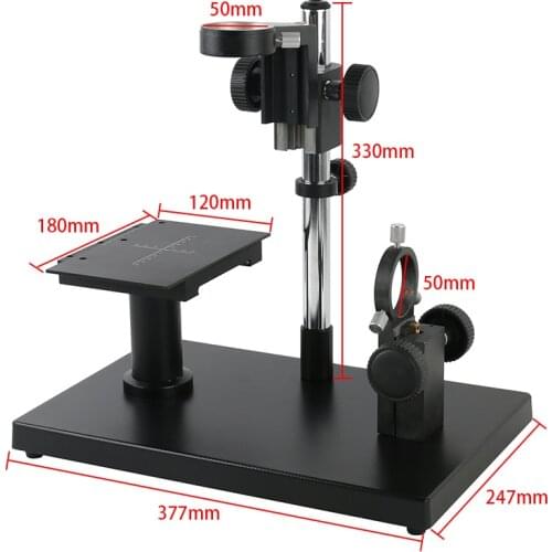 2 in 1 Horizontal Stereo Video Microscope Camera Adjustable Stand 50mm Ring Holder with Plate X-Y Stage Load Table