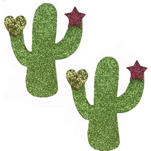 20pcs 53*45mm Cactus For DIY Tailoring Accessories Cacti Craft Supplies Felt For Needlework for Crafts Glitter Hair Sticker Pad