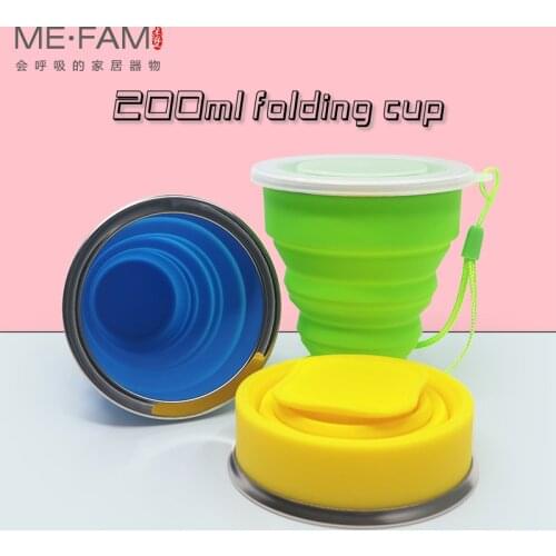 200ML Telescopic Portable Silicone Folding Travel Cup With Dust Cover Collapsible Camping Drink Coffee Cups Children Water Copa