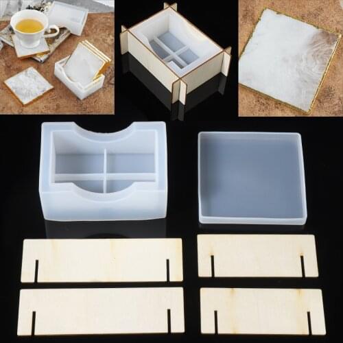 3pcs/set Silicone Coaster Mold DIY Resin Cup Coaster +Storage Case Holder +Frame Mold For Crystal Mirror Drop Gel Craft Supplies