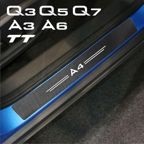 4pcs Car Carbon Leather Fiber Decal For Audi A3 8P 8V A4 B8 B6 A6 C6 C5 Q2 Q3 Q5 Q7 TT Auto Protected Leather Stickers